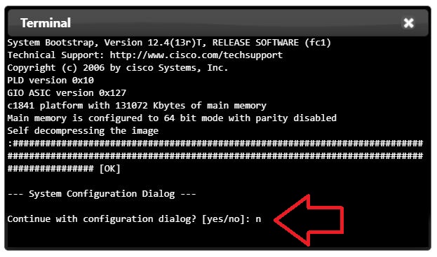 Cisco CLI dialog